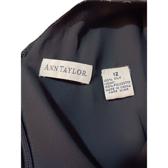 ANN TAYLOR Silk Dress 12 Flowy Black Classic Chic Special Event Office‎ Career - Picture 8 of 12